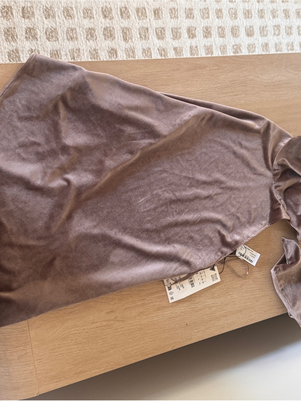 Zara Mauve Brown Velvet One-Shoulder Top